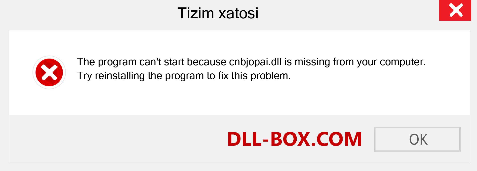 cnbjopai.dll fayli yo'qolganmi?. Windows 7, 8, 10 uchun yuklab olish - Windowsda cnbjopai dll etishmayotgan xatoni tuzating, rasmlar, rasmlar